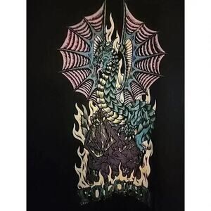Volcom Dragon Graphic Black T Shirt Sz M Fantasy CR6 Excellent NWT Skateboarding